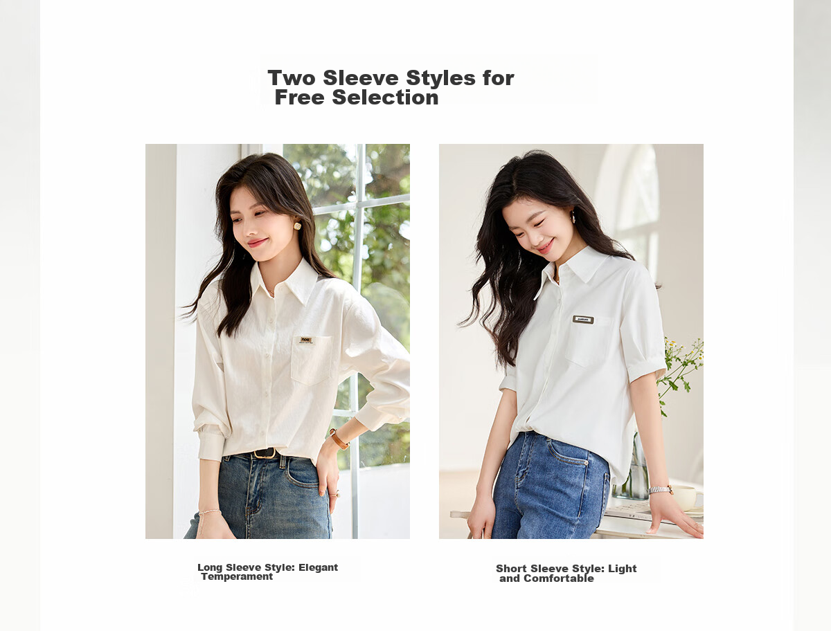 Taxiang Long-Sleeve Shirt for Women, Office Wear, Commuter White Shirt, Casual Loose Versatile Blouse Cardigan T141C2720 5
