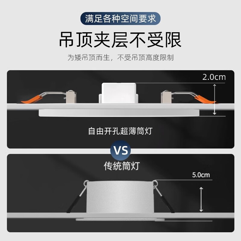 Fanyao Ultra-thin High Power Commercial LED Downlight Recessed Free-cut Grid Living Room Ceiling Light 15W White Light Y