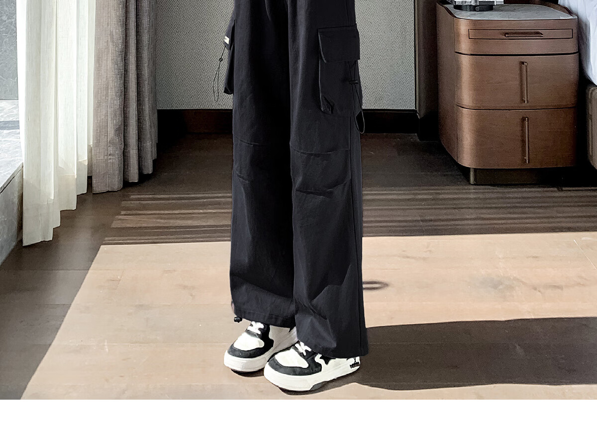 Halo Queen Women's Casual Pants, American-Style Breathable Loose Cargo Pants, High-Waisted Draping Parachute Pants H13KK2711 20