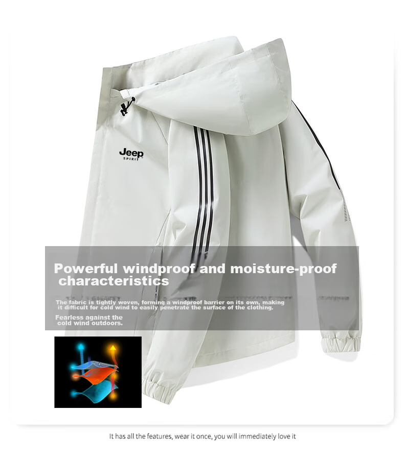 JEEP SPIRIT Men's Jacket, Spring And Autumn Outerwear, Casual Versatile Trendy Hooded Outdoor Menswear, Black, Size L 10