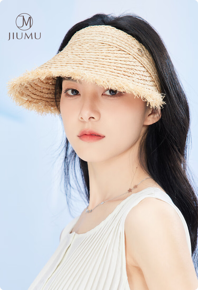 JIUMU Women's Sun Hat, Visor Cap, Straw Hat, Cool Hat, Summer Outdoor Face-Covering Hat for Women CW144 1