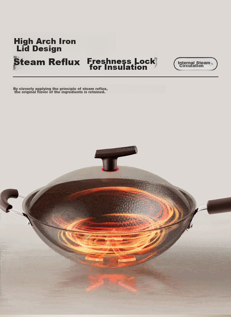 SUPOR Titanium Iron Non-Stick Wok, 34cm Iron Pan without Coating, Suitable for Gas Stove And Induction Cooker, Stir-Fry Pan HC34YT1 13