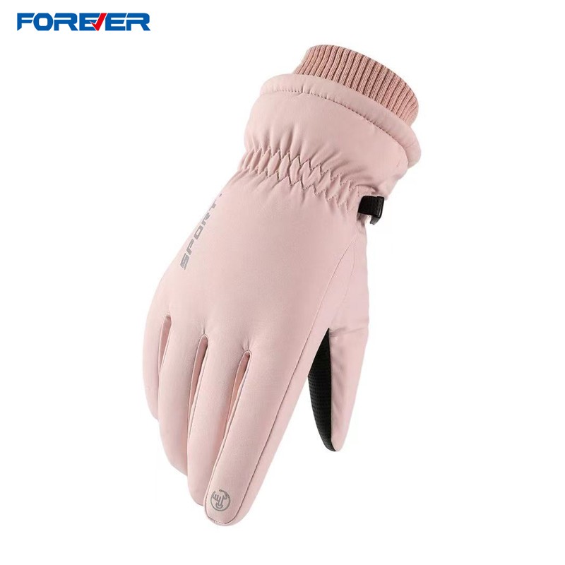 FOREVER Women's Fleece-Lined Thickened Winter Outdoor Cycling Sports Touchscreen Ski Gloves Pink