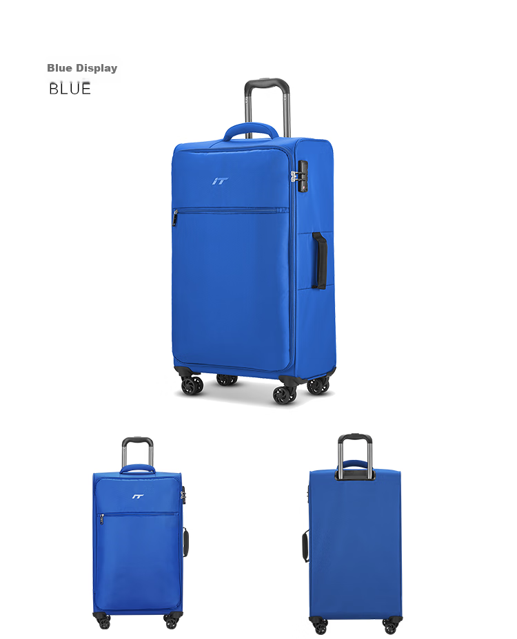 INTERNATIONAL TRAVELLER British IT Suitcase Check-In Luggage, Spinner Wheels, Ultra-Light Suitcase, 24-Inch Soft Fabric Case, 1191 Blue 15