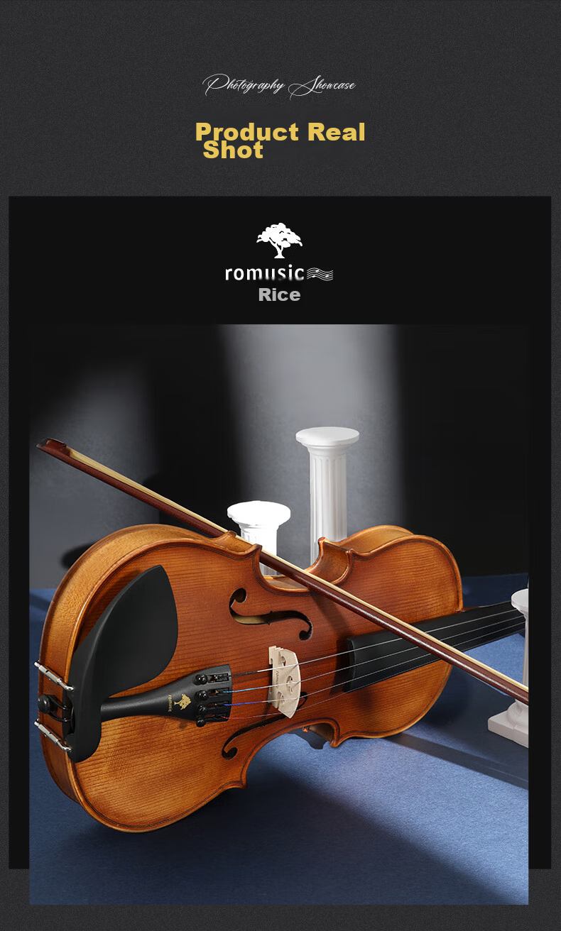 Romusic Violin Alpine Spruce Handmade Solid Wood Children's Adult Beginner Intermediate Performance RV-102Y [1/2] 12