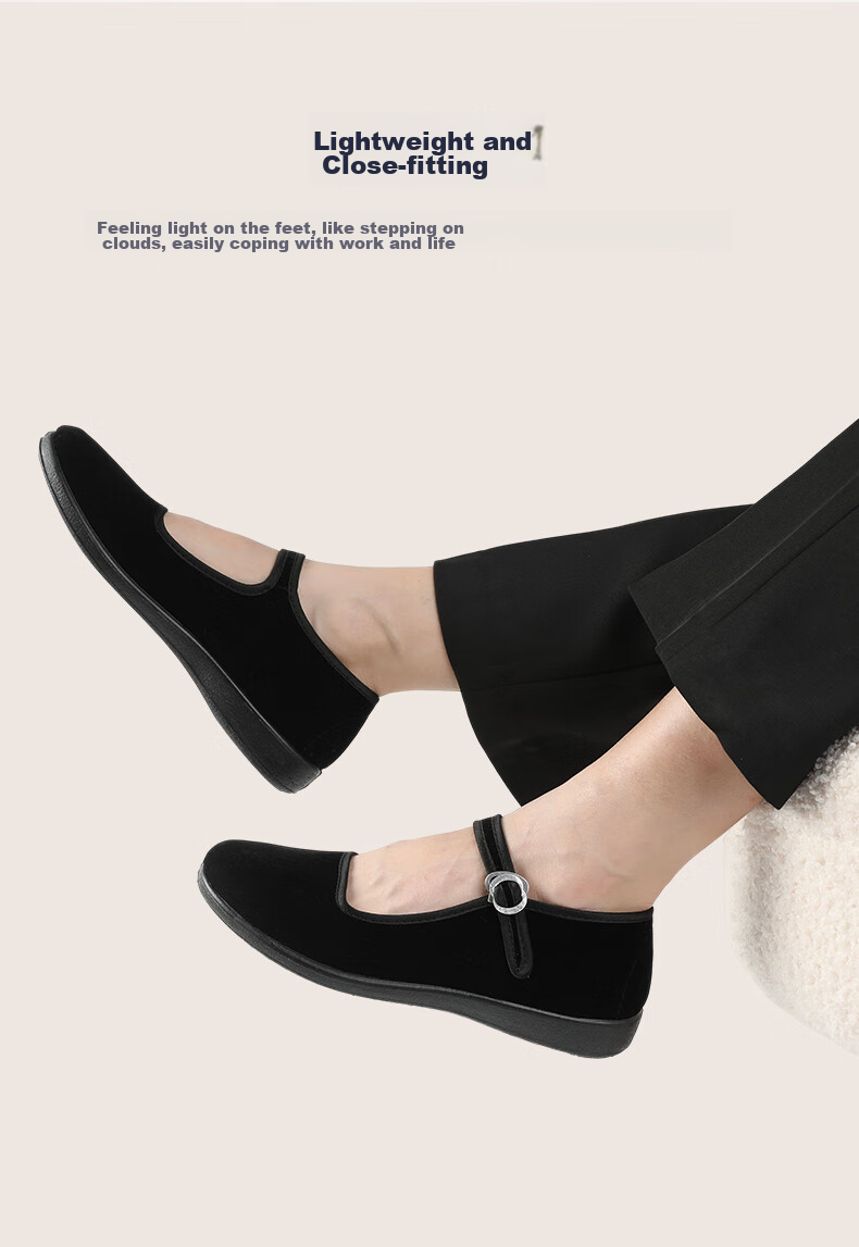FOOTOPPO Old Beijing Cloth Shoes for Women, Soft-Soled Non-Slip Thick-Soled Elderly Women's And Middle-Aged Mom Shoes 8