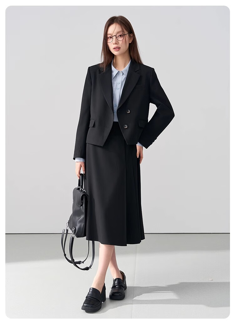 Bodexiaojie Beige Interview Suit Jacket for Women, Professional Commute Formal Wear, Lightweight Office Suit for Petite Figures 33