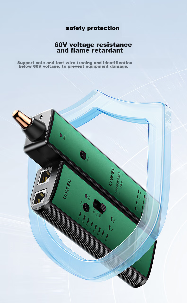 UGREEN Network Cable Tester, Multifunctional Network/phone Cable Tester, Computer Network RJ45 Telephone Line Engineering/home Intelligent Signal Detection Continuity Tester 8