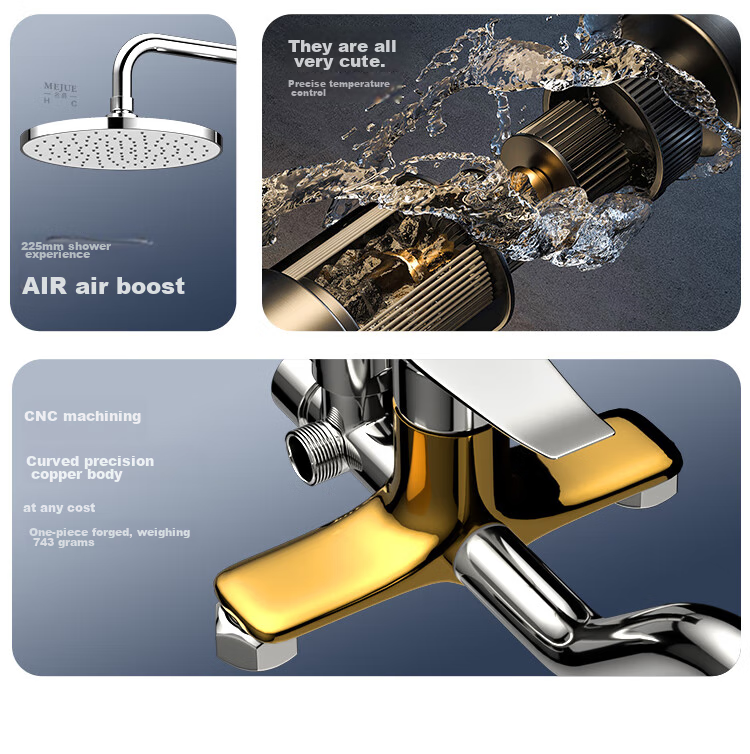 MEJUE Shower Set, High-Pressure Shower Head, Hot And Cold Brass Faucet with Mixing Valve, Bright Silver Z-5119 3