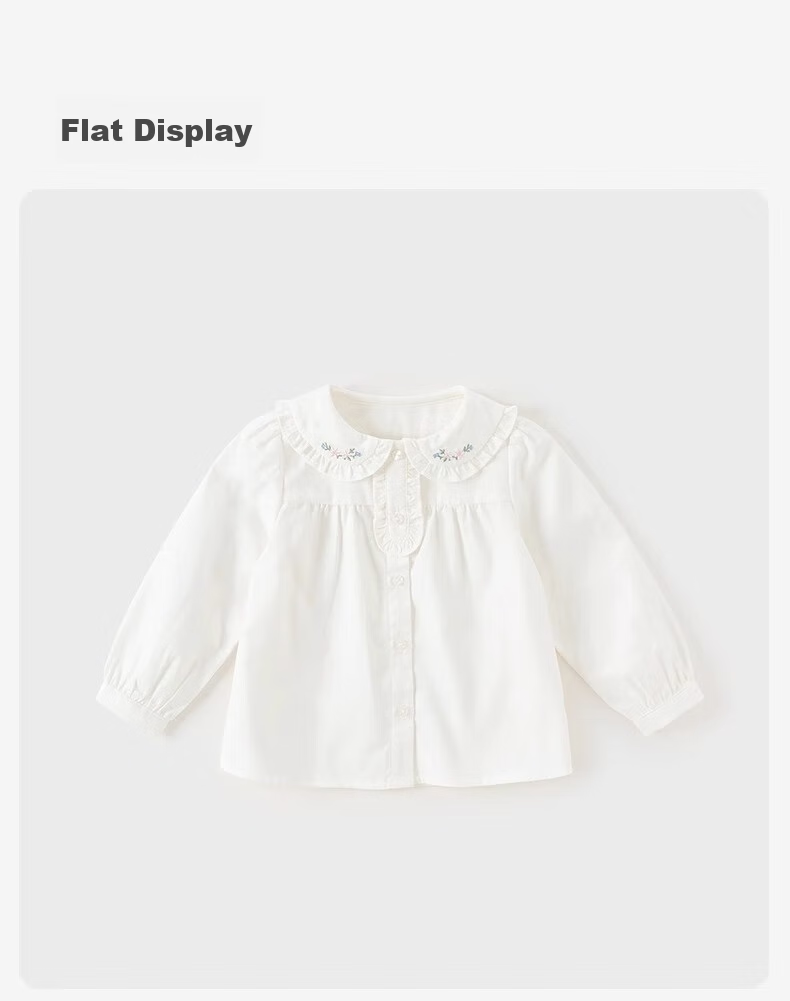 DAVE & BELLA Girls' Cotton Shirt, Autumn Wear, Baby Long-Sleeve Blouse, Children's Stylish White Top 10