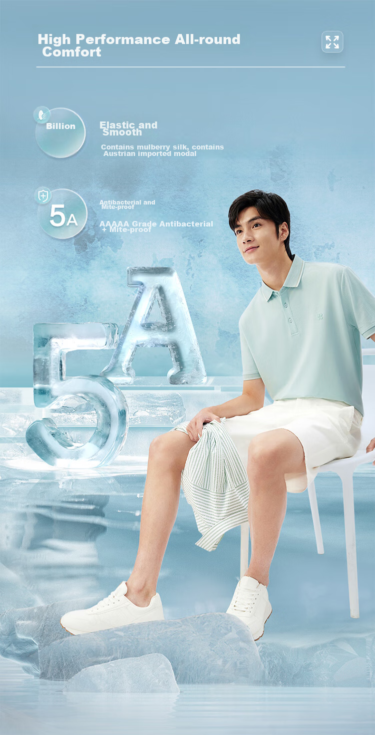 Hodo [Lin Gengxin's Style] Modal Silk Short-Sleeve Cool-Feeling Antibacterial Polo Shirt, Collared T-Shirt 3