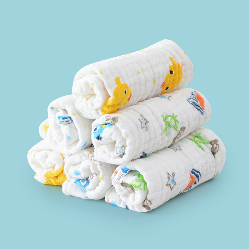 Grace Class A Pure Cotton Gauze Small Towel, Baby Six-Layer Bubble Gauze, Children's Towel for Wiping Water, Hands And Mouth, 6-Pack Sports