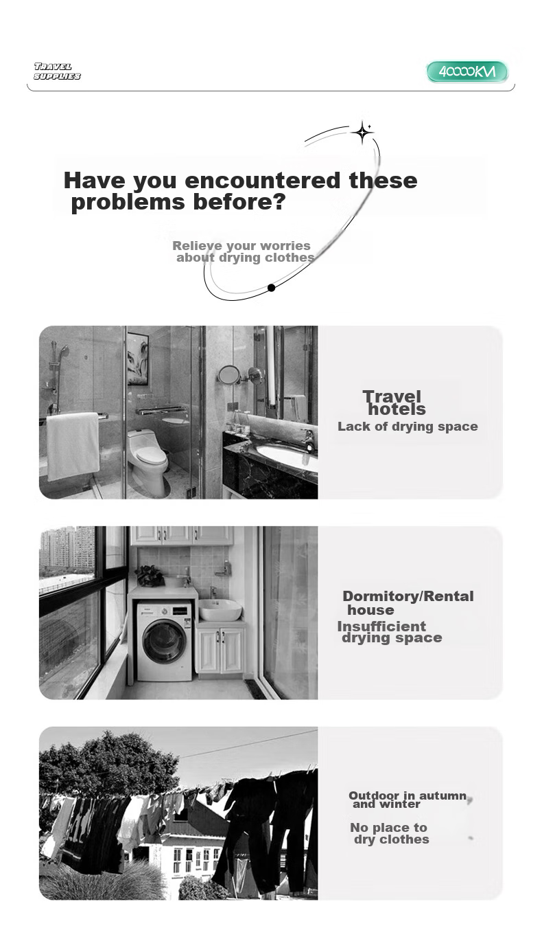 Siwangongli Travel Clothesline Outdoor Essential Portable for Business Trips, Hotels And Guesthouses Hanging Drying Line SW7170 3