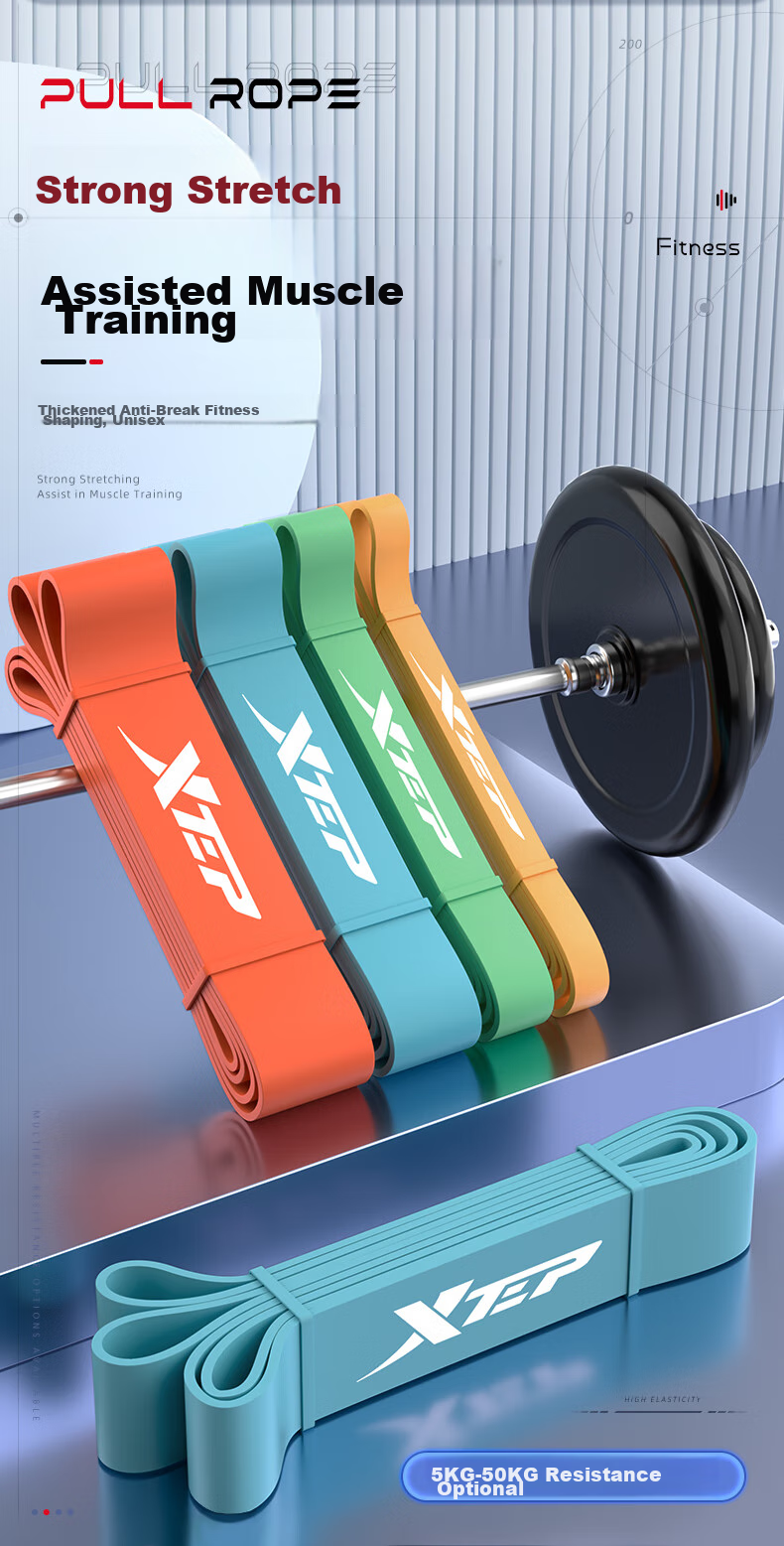 XTEP Elastic Band, Fitness Pull-Up Assistance Band, Elastic Rope, Single Bar Training, Track And Field Resistance Band, Leg Exercise Band, Gree 2