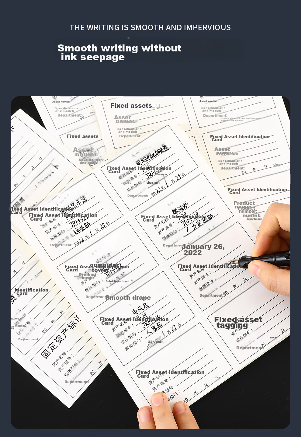 Jiaranheng Fixed Asset Label Stickers, Fixed Asset Identification Cards, Handwritten Self-Adhesive Labels, Office Supplies, Customizable, 20 Sheets, 160 Labels 5