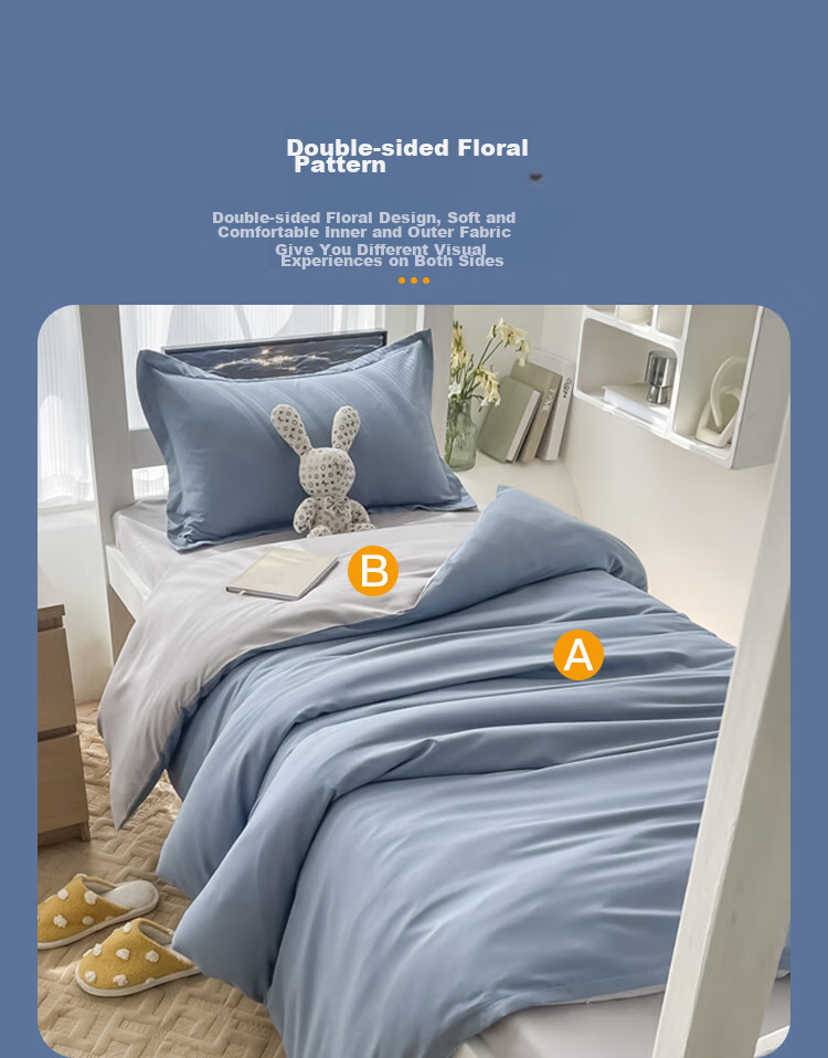 YALU & FREEDOM Bedding Six-Piece Set, Complete Quilt Set for Student Dormitory, Three-Piece Set with Pillow And Duvet, Sky Blue 5