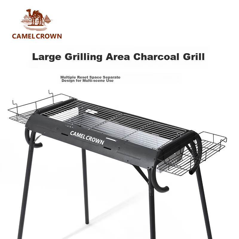 CAMELJEANS Home Barbecue Grill, Outdoor Camping Portable Charcoal Grill with Matching Griddle, 174BH05721