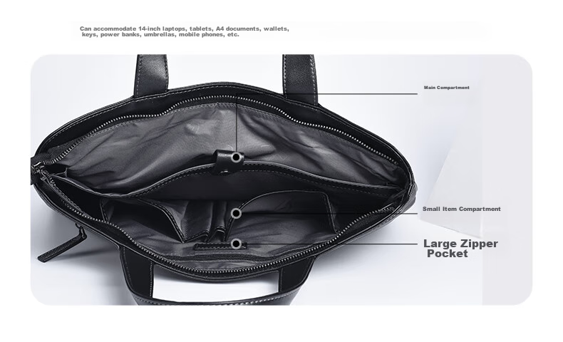 Hush Puppies Men's Briefcase, Top-Grain Leather, Slim Handheld Laptop Bag, Business Large Capacity, Fashionable Father's Day Gift for Boyfriend 6