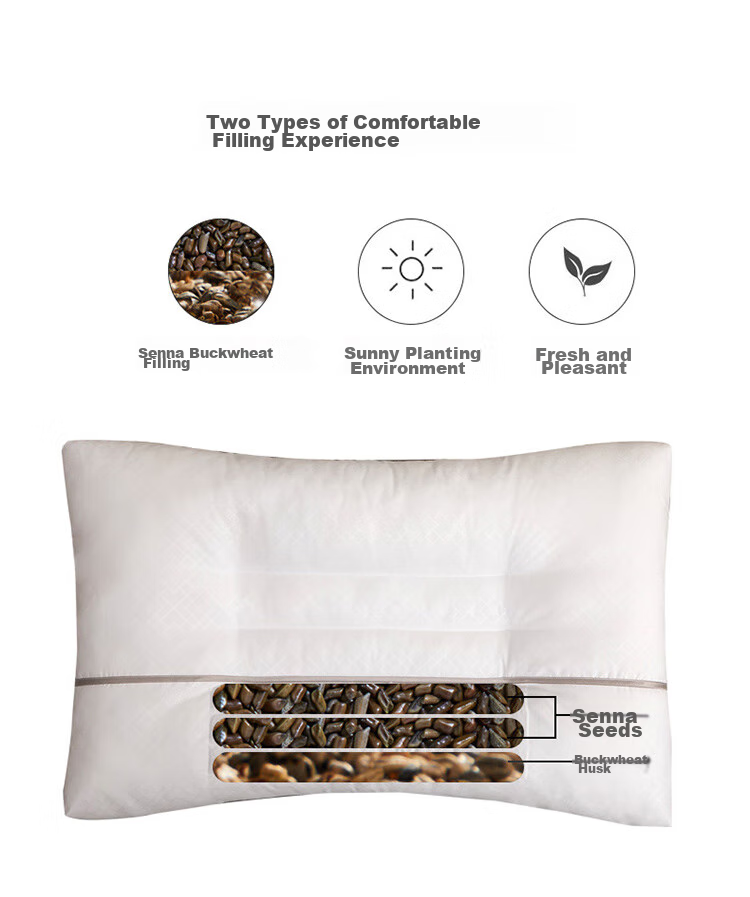 Dohia Home Textile Pillow, Cassia Seed Buckwheat Pillow Core Herbal Flower Pillow for Students And Adults, Cervical Spine Pillow, Single Piece 70*45cm 6