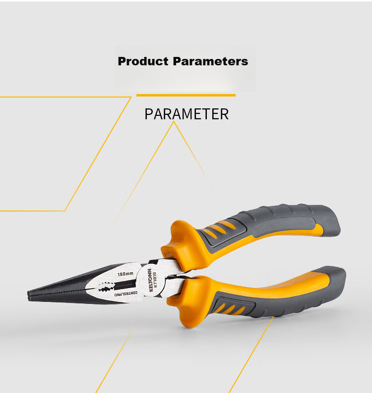 KELTONN Needle-Nose Pliers, 6-Inch Long Nose Pliers, Pointed Pliers, Electrician's Pliers, Blackened Anti-Rust KT1816 2
