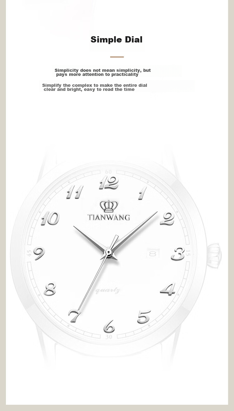 TIAN WANG Men's Watch, Student Watch Canghai Series Leather Strap Quartz White GS3886S.D.LC1.W 4