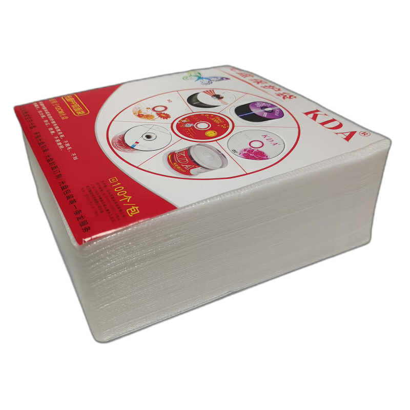 KDA Thick White Frosted PP Double-Sided Disc Case, Universal for 12CM CDs/DVDs, CD Storage Bag, Disc Protector, 100 Pieces/pack