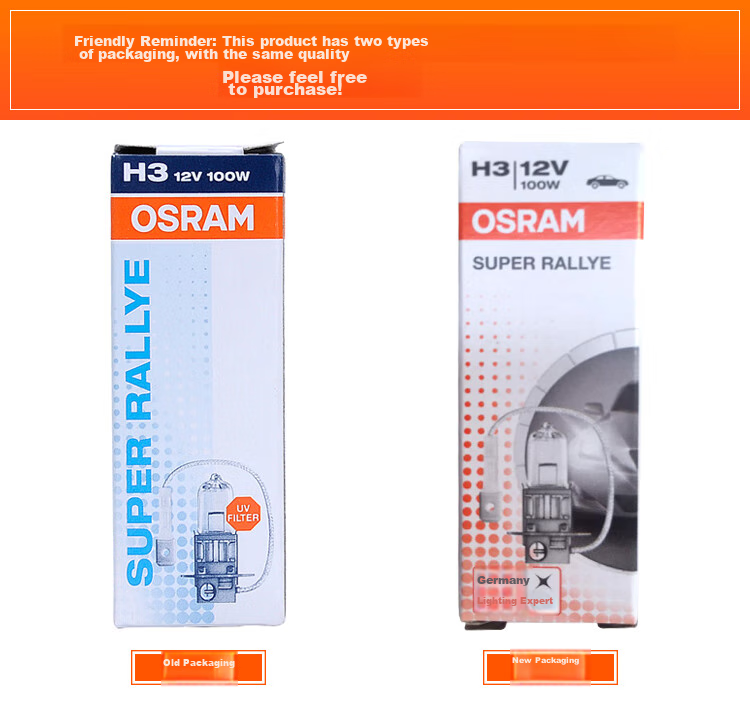 OSRAM Automotive Headlight Bulb, Low Beam And High Beam Halogen Lamp H3 [3200K 100W], 12V (Single Pack) 8