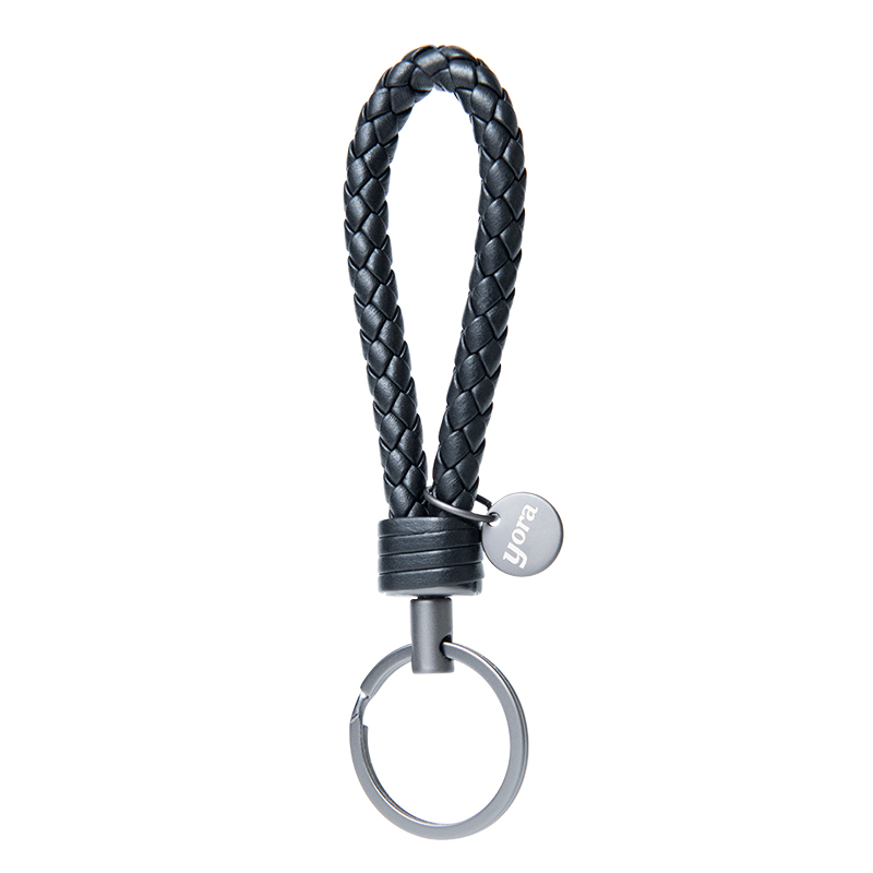 YORA Black Knitted Car Key Chain, Personalized Creative Car Key Pendant, High-Quality Leather Key Ring for Men And Wome