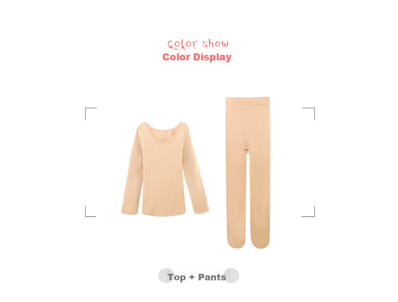 Aiwu Ge Children's Dance Base Layer Skin Color Invisible Practice Suit Girls Light Nude Base Layer Set Size M - Fleece Lined 6