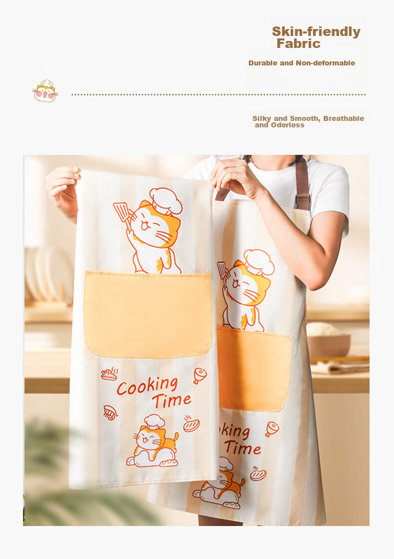 Mohuanchufang Apron, Household Kitchen Cooking Waterproof And Oil-Proof, Housework Cleaning, Female Catering Work Uniform 6