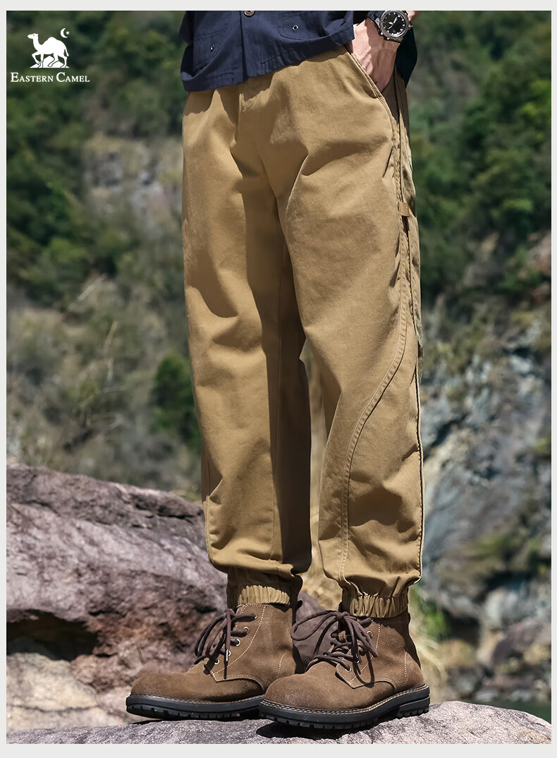 EASTERN CAMEL Casual Pants for Men, Spring And Summer Outdoor Sports Versatile Casual Tapered Cargo Pants Long Trousers, Khaki, L 17
