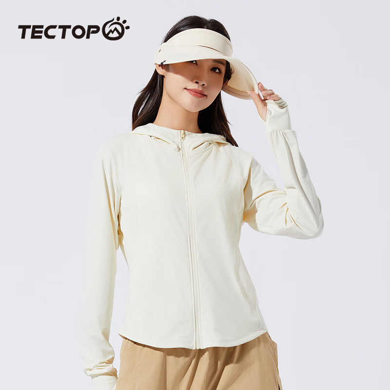 TECTOP Women's Sun Protection Jacket, Summer Breathable UV-Resistant Travel Cycling Coat, 2422164FS Women's Model, Pure Moon White, XL