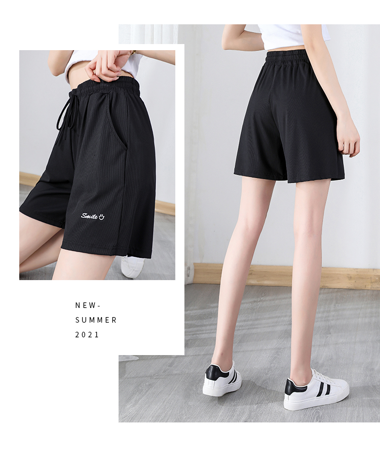 休闲白边条纹运动热裤白色裤袋边时尚女短裤ywdk183130粉色m