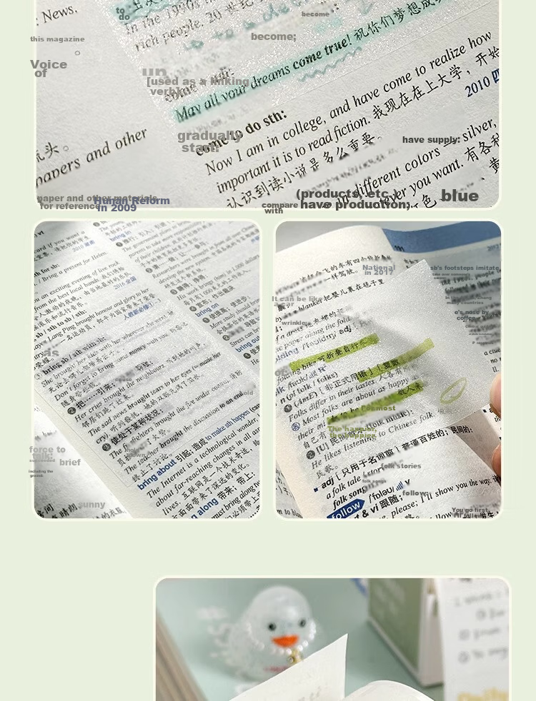 Sannianerban Transparent Pearl Sticky Notes, 50 Sheets/book, Student Stationery, Memo Pads, Label Stickers, Office Supplies, Large/Medium/Small Sizes, 3 Books Per Pack 9