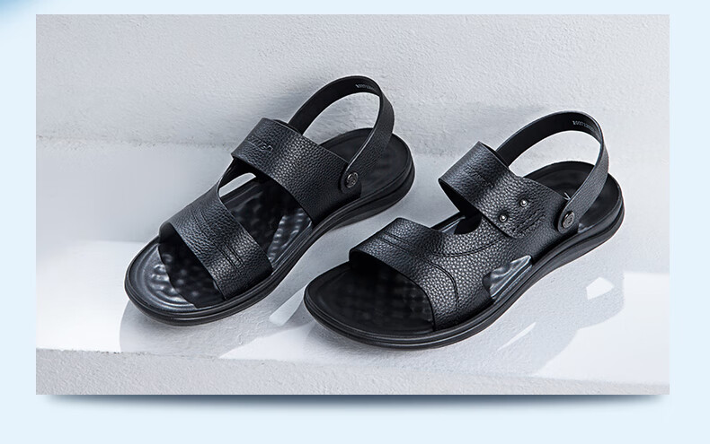 Aokang Sandals, Beach Shoes, Men's Comfortable Casual Open-Toe Breathable Two-Way Simple Slippers, Brown, Size 38 6
