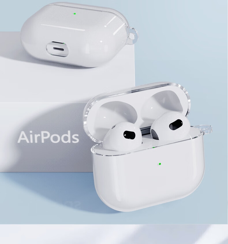 ESCASE AirPods Third Generation Protective Case, AirPods 3 Protective Cover, Apple Wireless Bluetooth Earphone Shockproof Case, Dustproof Transparent Silicone Case, Bare Phone Aesthetic + Airplane Pendant 3