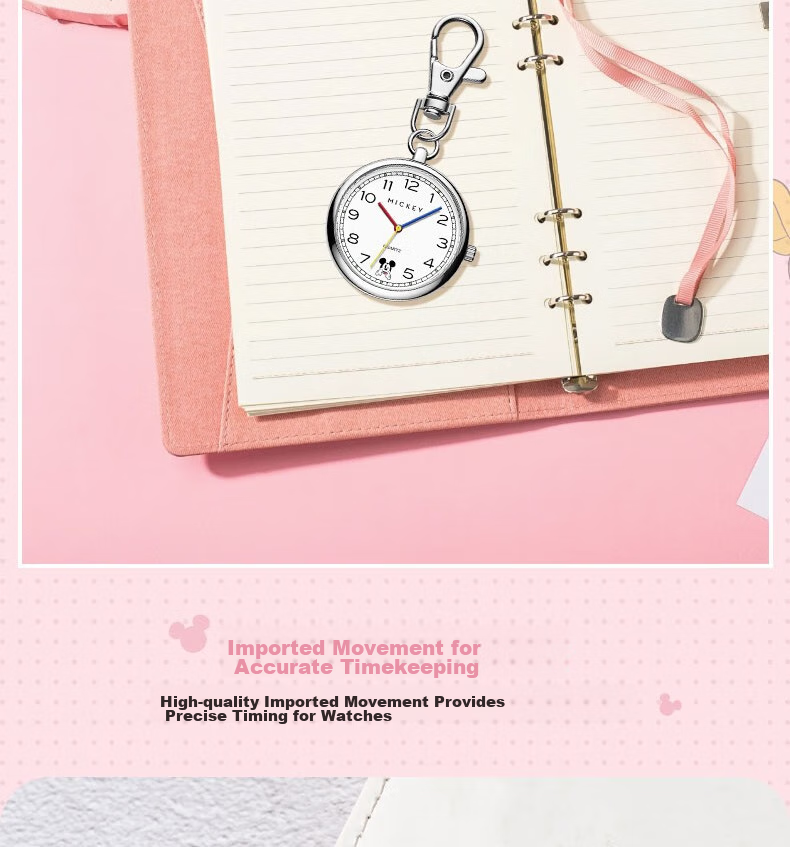 Disney Middle And High School Students Children's Exam Watch for Men And Women, Elderly Mini Pocket Clock, Timing Wristwatch, Nurse Wristwatch 6