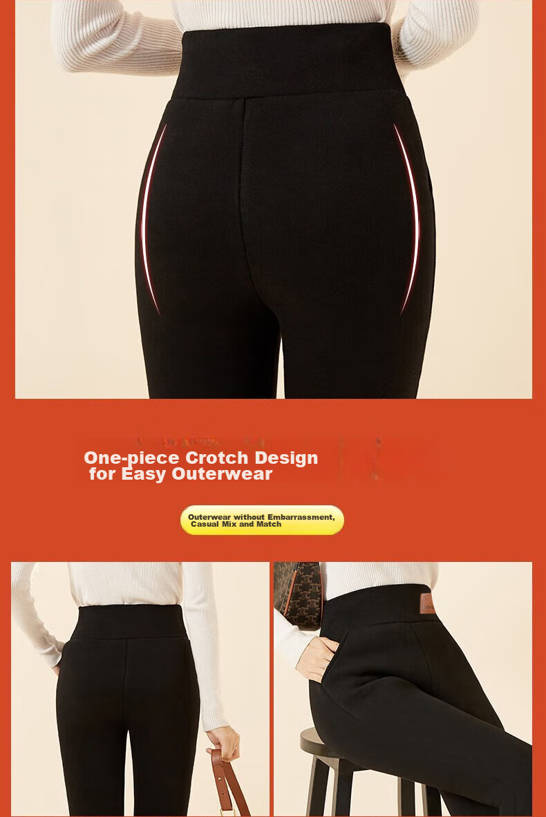 LangSha 25 Autumn Winter New Lamb Fleece Lined Leggings Thickened Warm High Waist Slim Fit Plus Size Cotton Pants for Women 8