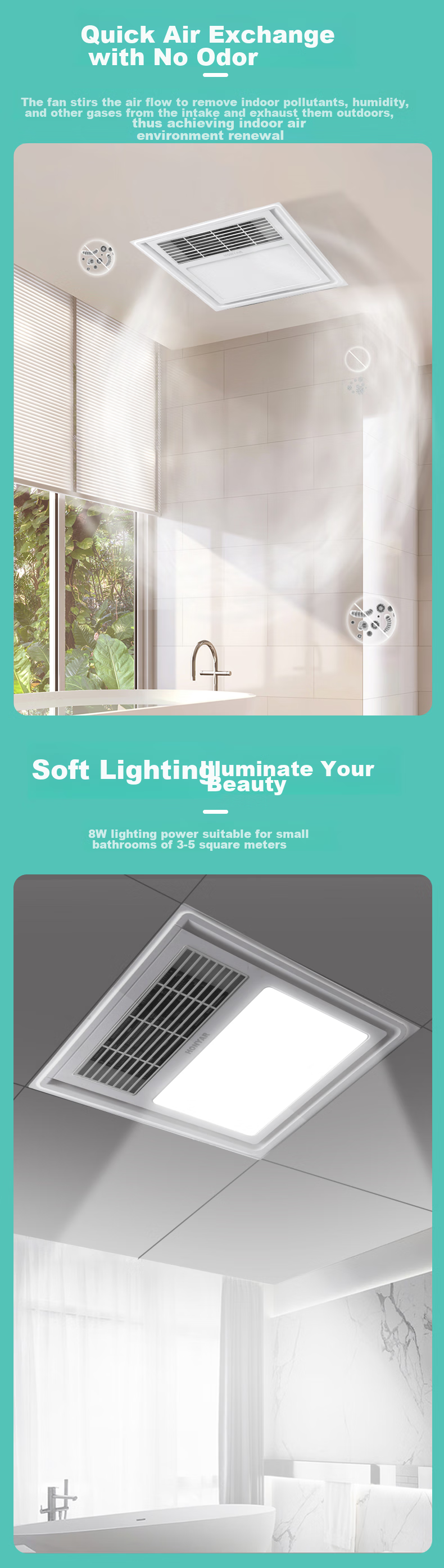 Hongyan Wind Heating Bathroom Heater with Lighting And Exhaust Fan, Three-In G28 Integrated Ceiling-Mounted Bathroom Heater, 300x300 1