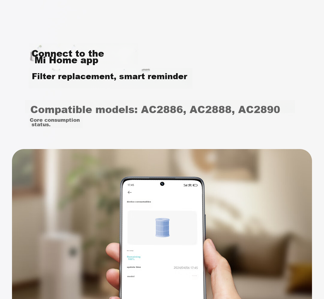 Mijia Xiaomi Air Purifier 5S Filter Cartridge, Removes Formaldehyde, Bacteria And Smoke Odors, Compatible with Air Purifier 5S [Accessory] 4