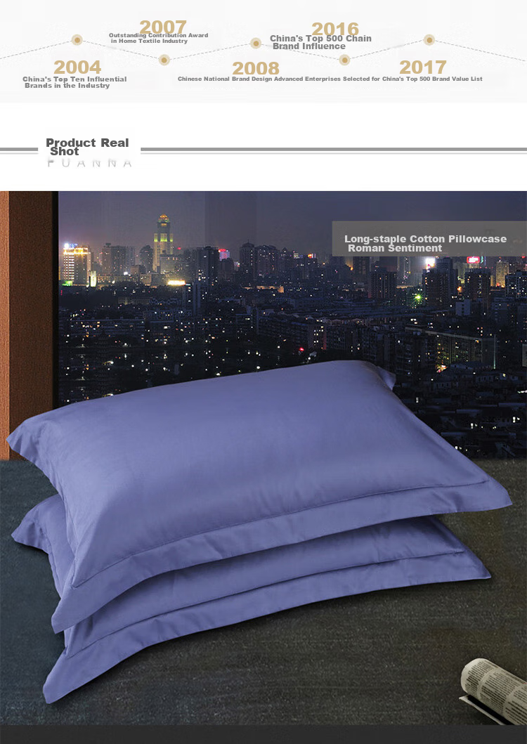 FUANNA Pillowcase, Pure Cotton, 60S Long-Staple Cotton, Simple Solid Color Pillowcase, for Students And Home Use, One Pair, 74*48cm Blue 8