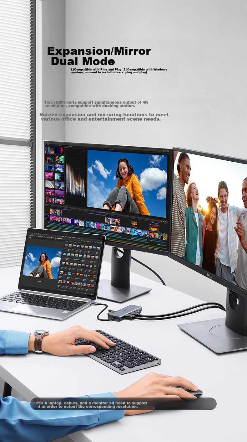 UGREEN Type-C to Dual HDMI Triple Display Dock USB-C Dual Monitor Expansion Dock 5G 4K Multi-Screen Editing Card Reader Compatible with Thunderbolt 4 for PC 7