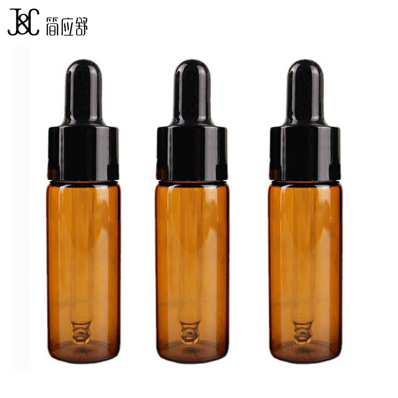 Jianyingshu 10ML Amber Essence Serum Refill Bottles Set of 3 Essential Oil Glass Dropper Bottles with Graduated Small Serum Bottles