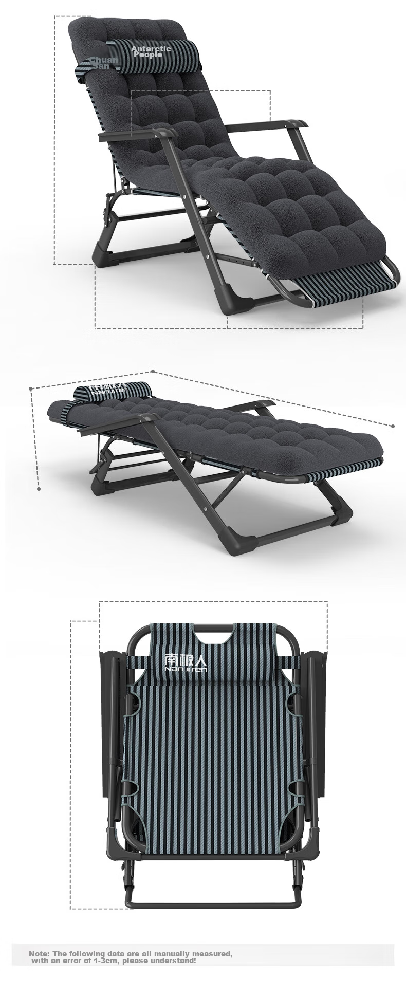 Nanjiren Folding Bed, Lounge Chair, Office Nap Chair, Single Bed, Hospital Companion Bed, Camp Bed with Thick Foam Mattress 7