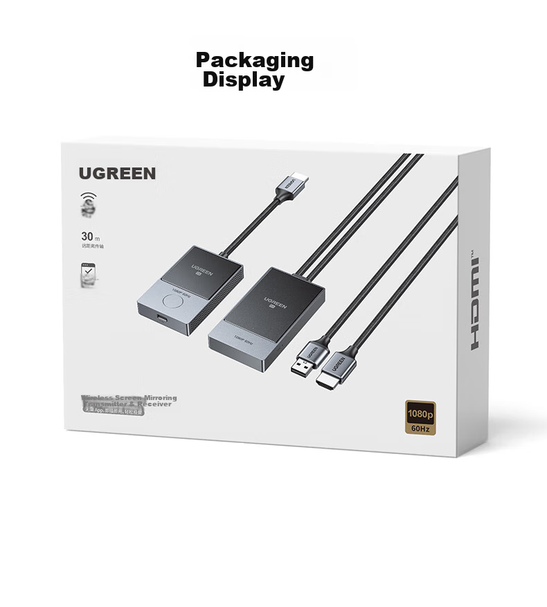 UGREEN Type-C Wireless Screen Mirroring Adapter HDMI HD Display Connector for Apple Huawei Xiaomi Phones, Computers to TV Monitor Projection Point-To Transmission 35031 32