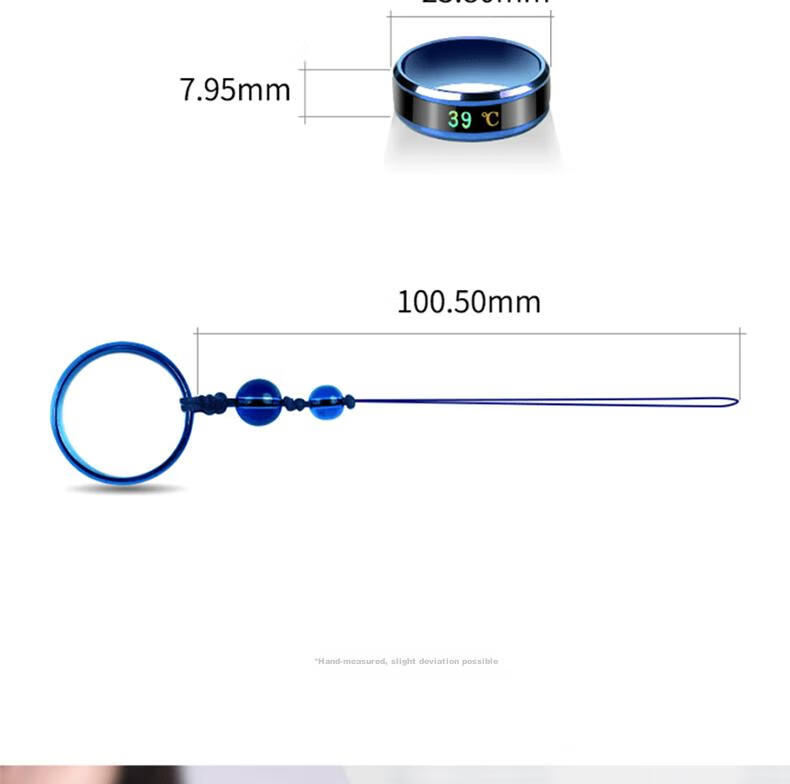 ESCASE Titanium Metal Smart Temperature-Sensing Detachable Ring Buckle Phone Strap Pendant for Men And Women, U Disk Charm Couple's Phone Accessory XR-02 Pro Health Blue Two-Pack 7