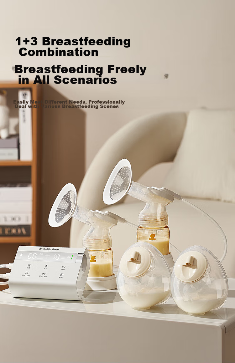 SnowBear Electric Breast Pump with Stepless Adjustment, Fully Automatic, Portable, Bimodal Milk Extractor, High Suction Power 3061 21