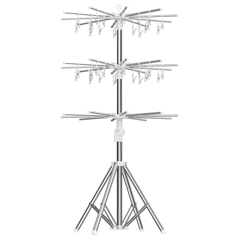 Baoyouni Baby Clothes Drying Rack, Floor-Standing Stainless Steel Towel And Diaper Hanger, Foldable Clothes Rack for Infants, Drying Rod