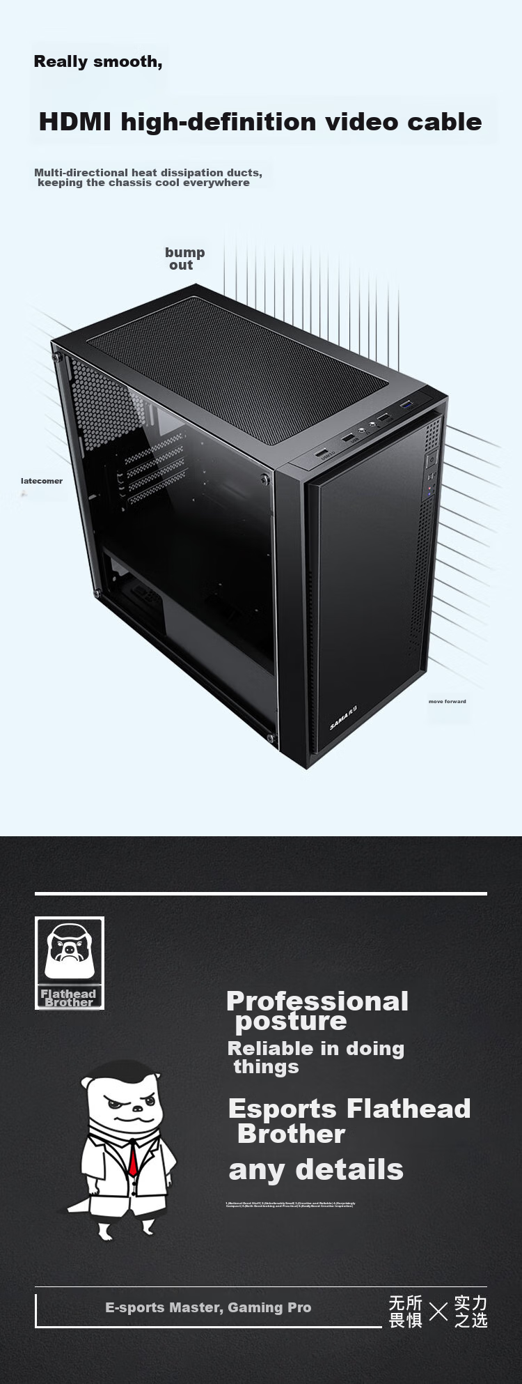 SAMA Pingtouge M9 Black, Desktop M-ATX Computer Case, Glass Side Panel/ Front Mesh Cooling/ Supports 360mm Water Cooling/ Standard Type-C Port/ Three-Sided Dust Protectio 9