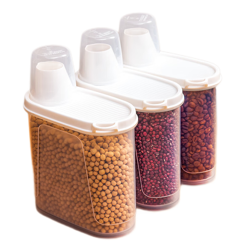 Xitianlong Grain Storage Container, Sealed, Insect-Proof, Moisture-Proof Rice Bin, Cereal Container with Measuring Cup, 1.7L, Set of 3